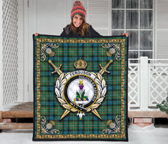 Ferguson Ancient Tartan Crest Premium Quilt - Celtic Thistle Style