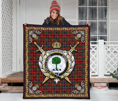 Kinninmont Tartan Crest Premium Quilt - Celtic Thistle Style