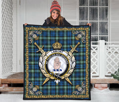 Lamont Ancient Tartan Crest Premium Quilt - Celtic Thistle Style