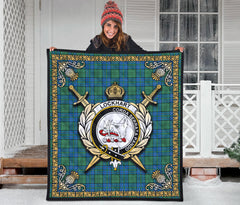 Lockhart Tartan Crest Premium Quilt - Celtic Thistle Style