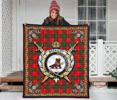 MacAuley Modern Tartan Crest Premium Quilt - Celtic Thistle Style