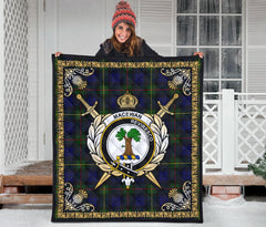 MacEwan Modern Tartan Crest Premium Quilt - Celtic Thistle Style