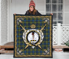 MacLellan Ancient Tartan Crest Premium Quilt - Celtic Thistle Style