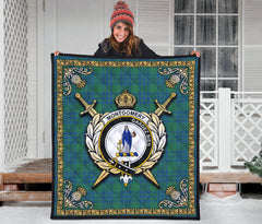 Montgomery Ancient Tartan Crest Premium Quilt - Celtic Thistle Style