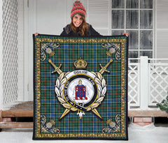 Ogilvie Hunting Ancient Tartan Crest Premium Quilt - Celtic Thistle Style