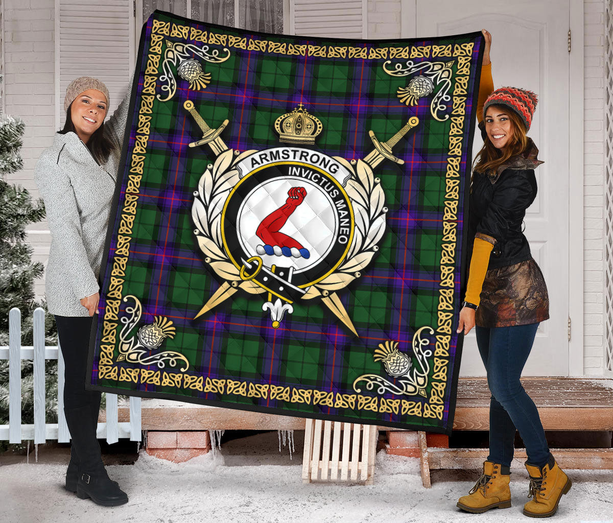 Armstrong Modern Tartan Crest Premium Quilt - Celtic Thistle Style