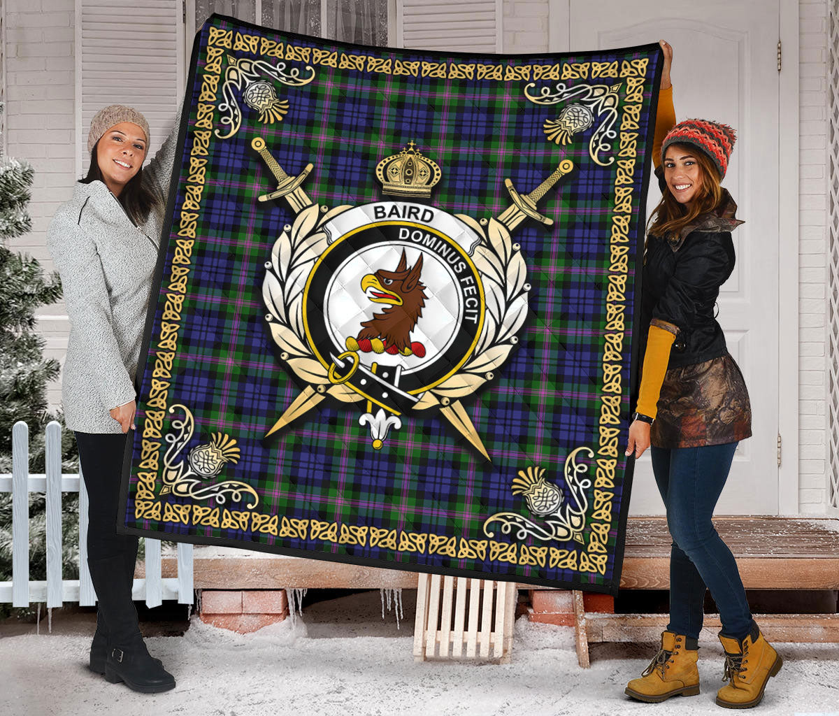 Baird Modern Tartan Crest Premium Quilt - Celtic Thistle Style