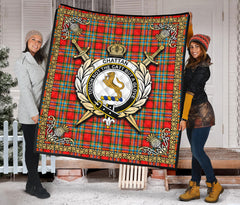 Chattan Tartan Crest Premium Quilt - Celtic Thistle Style