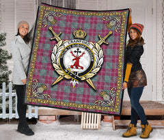 Crawford Ancient Tartan Crest Premium Quilt - Celtic Thistle Style