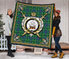 Duncan Ancient Tartan Crest Premium Quilt - Celtic Thistle Style