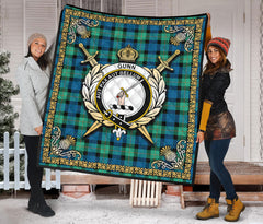 Gunn Ancient Tartan Crest Premium Quilt - Celtic Thistle Style