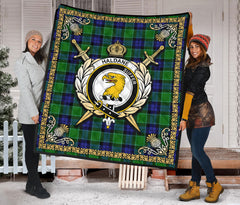 Haldane Tartan Crest Premium Quilt - Celtic Thistle Style