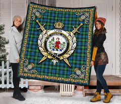 Lyon Tartan Crest Premium Quilt - Celtic Thistle Style