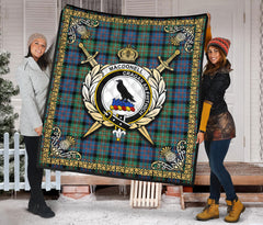 MacDonnell of Glengarry Ancient Tartan Crest Premium Quilt - Celtic Thistle Style