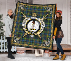 MacLellan Ancient Tartan Crest Premium Quilt - Celtic Thistle Style