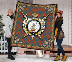Matheson Ancient Tartan Crest Premium Quilt - Celtic Thistle Style