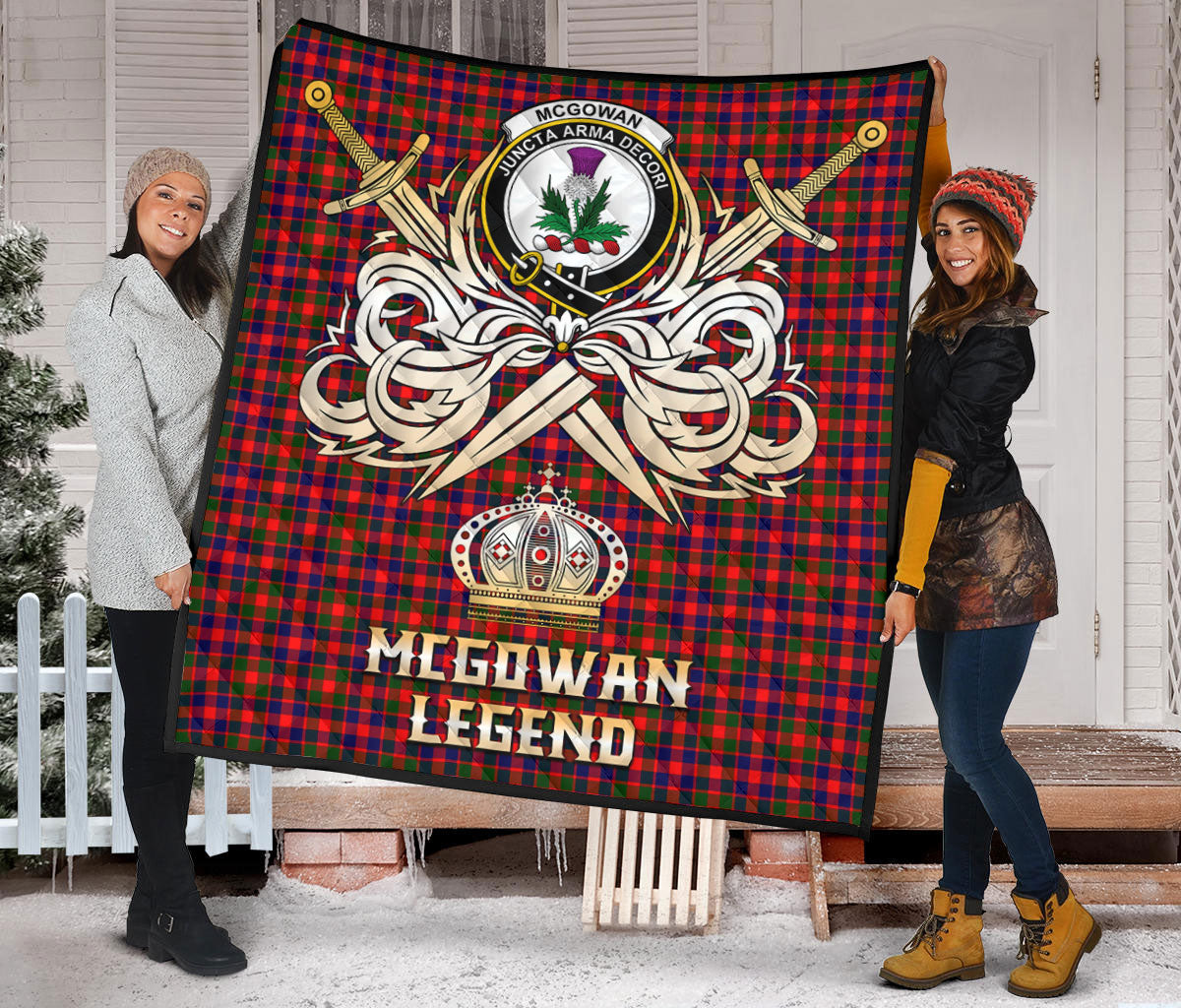 McGowan Tartan Crest Legend Gold Royal Premium Quilt