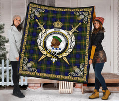 Muir Tartan Crest Premium Quilt - Celtic Thistle Style
