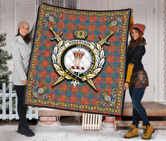 Robertson Ancient Tartan Crest Premium Quilt - Celtic Thistle Style