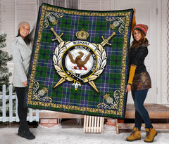 Wishart Hunting Tartan Crest Premium Quilt - Celtic Thistle Style