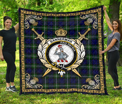 Bannerman Tartan Crest Premium Quilt - Celtic Thistle Style