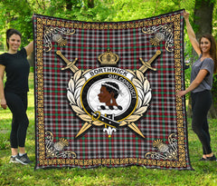 Borthwick Ancient Tartan Crest Premium Quilt - Celtic Thistle Style