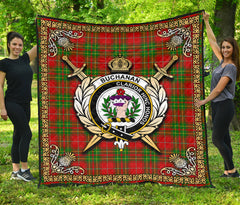 Burnett Ancient Tartan Crest Premium Quilt - Celtic Thistle Style