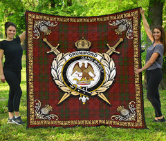 Drummond Clan Tartan Crest Premium Quilt - Celtic Thistle Style