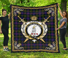 Fleming Tartan Crest Premium Quilt - Celtic Thistle Style