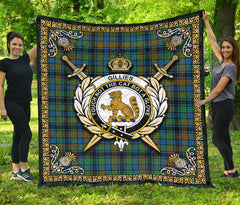 Gillies Ancient Tartan Crest Premium Quilt - Celtic Thistle Style