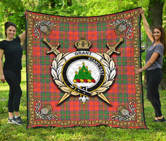 Grant Ancient Tartan Crest Premium Quilt - Celtic Thistle Style