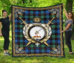 Guthrie Ancient Tartan Crest Premium Quilt - Celtic Thistle Style