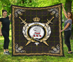 Hall Tartan Crest Premium Quilt - Celtic Thistle Style