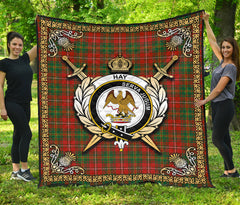 Hay Ancient Tartan Crest Premium Quilt - Celtic Thistle Style