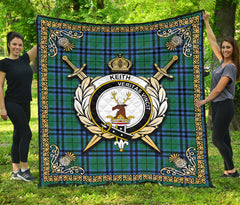 Keith Ancient Tartan Crest Premium Quilt - Celtic Thistle Style