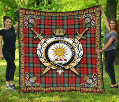 Kerr Ancient Tartan Crest Premium Quilt - Celtic Thistle Style