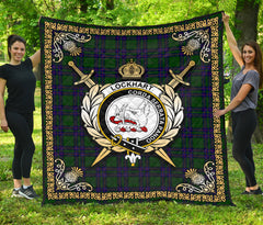 Lockhart Modern Tartan Crest Premium Quilt - Celtic Thistle Style