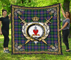 Logan Ancient Tartan Crest Premium Quilt - Celtic Thistle Style