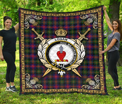 Logan Modern Tartan Crest Premium Quilt - Celtic Thistle Style