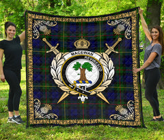 MacEwan Modern Tartan Crest Premium Quilt - Celtic Thistle Style