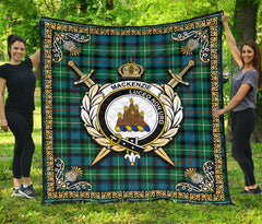 MacKenzie Ancient Tartan Crest Premium Quilt - Celtic Thistle Style