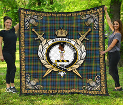 MacLellan Ancient Tartan Crest Premium Quilt - Celtic Thistle Style