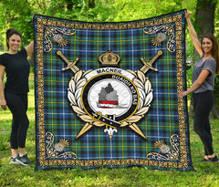 MacNeill of Barra Ancient Tartan Crest Premium Quilt - Celtic Thistle Style