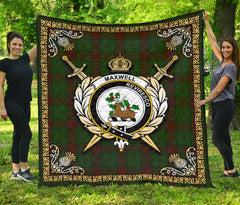 Maxwell Hunting Tartan Crest Premium Quilt - Celtic Thistle Style