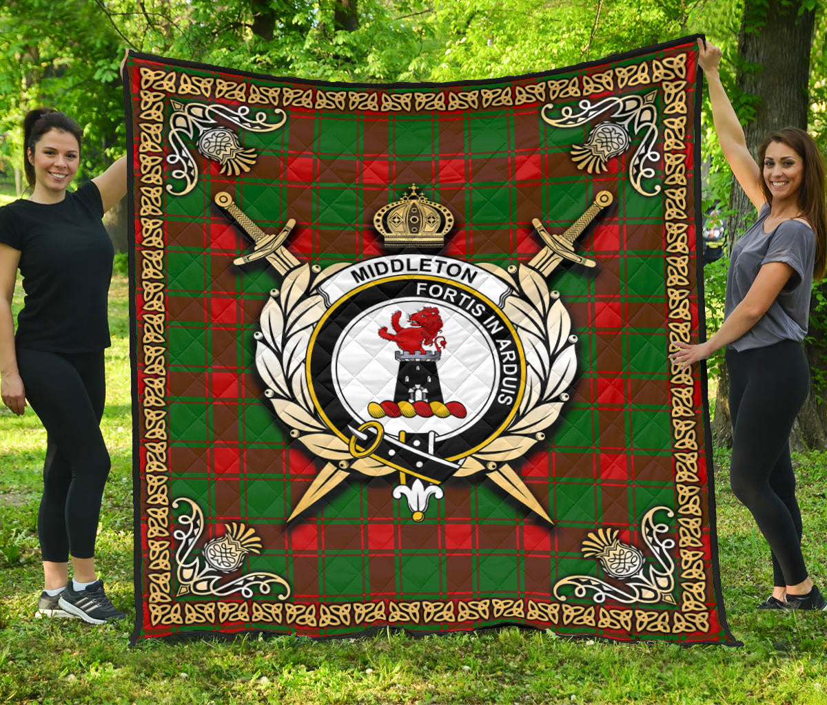 Middleton Modern Tartan Crest Premium Quilt - Celtic Thistle Style