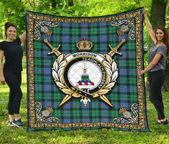 Morrison Ancient Tartan Crest Premium Quilt - Celtic Thistle Style