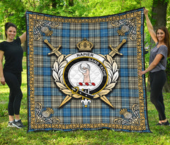 Napier Ancient Tartan Crest Premium Quilt - Celtic Thistle Style