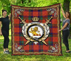 Nicolson Ancient Old Tartan Crest Premium Quilt - Celtic Thistle Style