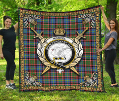 Norvel (or Norvill) Tartan Crest Premium Quilt - Celtic Thistle Style