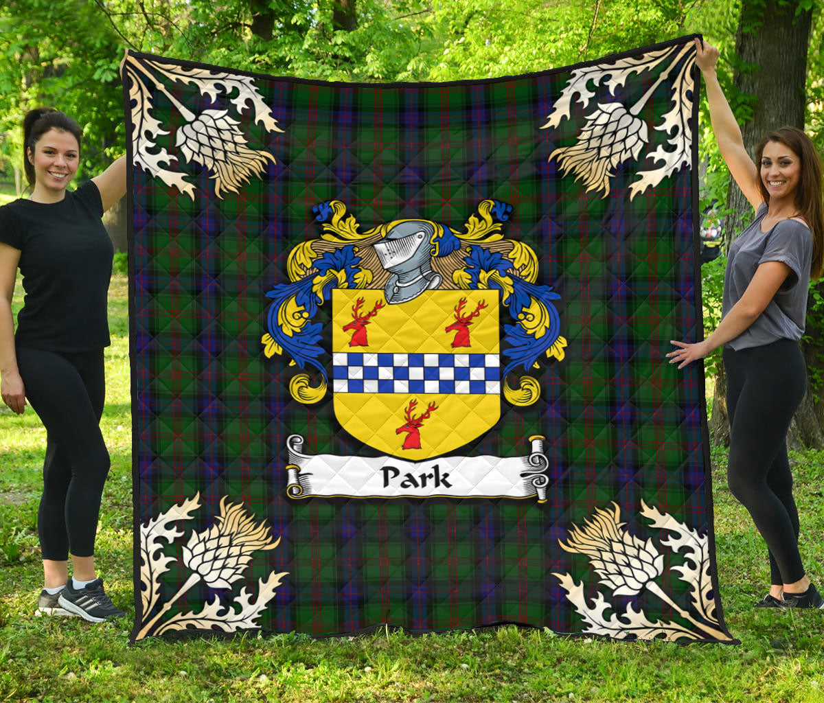 Park Tartan Crest Premium Quilt - Gold Thistle Style